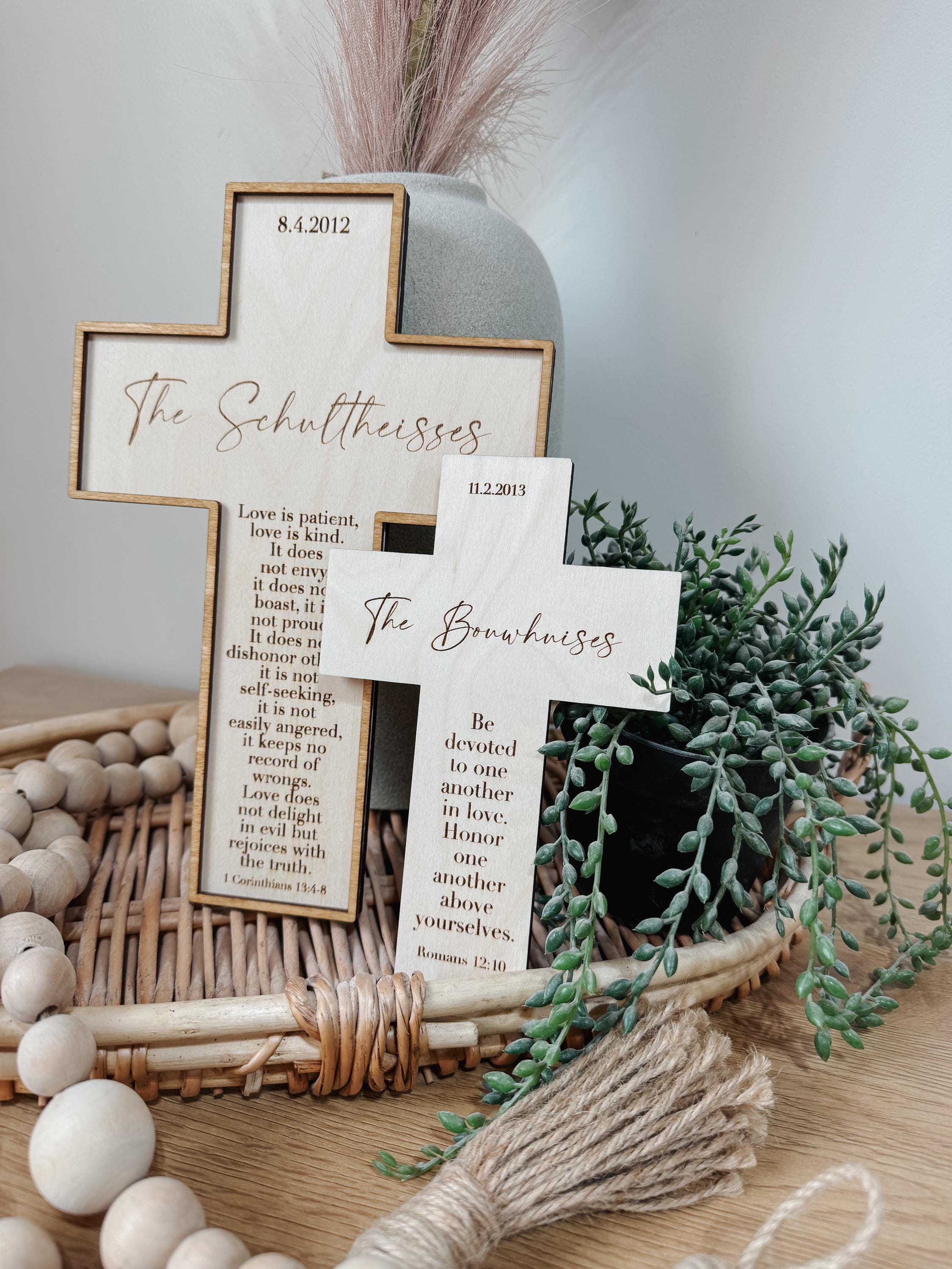 Personalized wedding Cross | couples Gift for Christians | bridal Gift | Personalized Baby Dedication | Boho Cross | Custom wedding Gift |