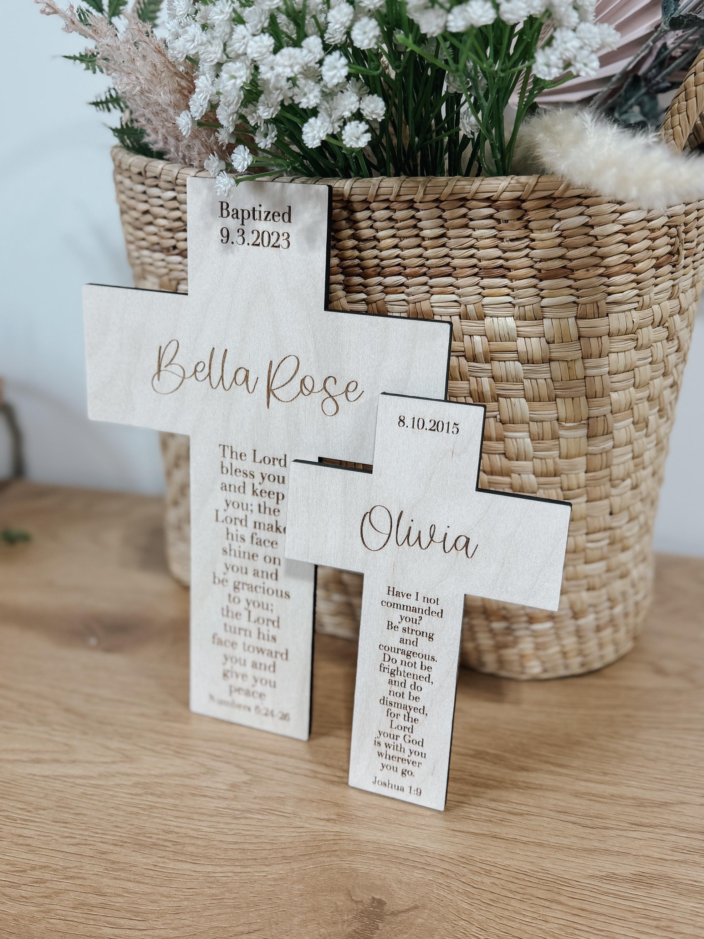 Personalized Baptism Cross | Christening Gift for kids | Dedication Gift | Personalized Baby Dedication | god bless Cross | Communion Gift