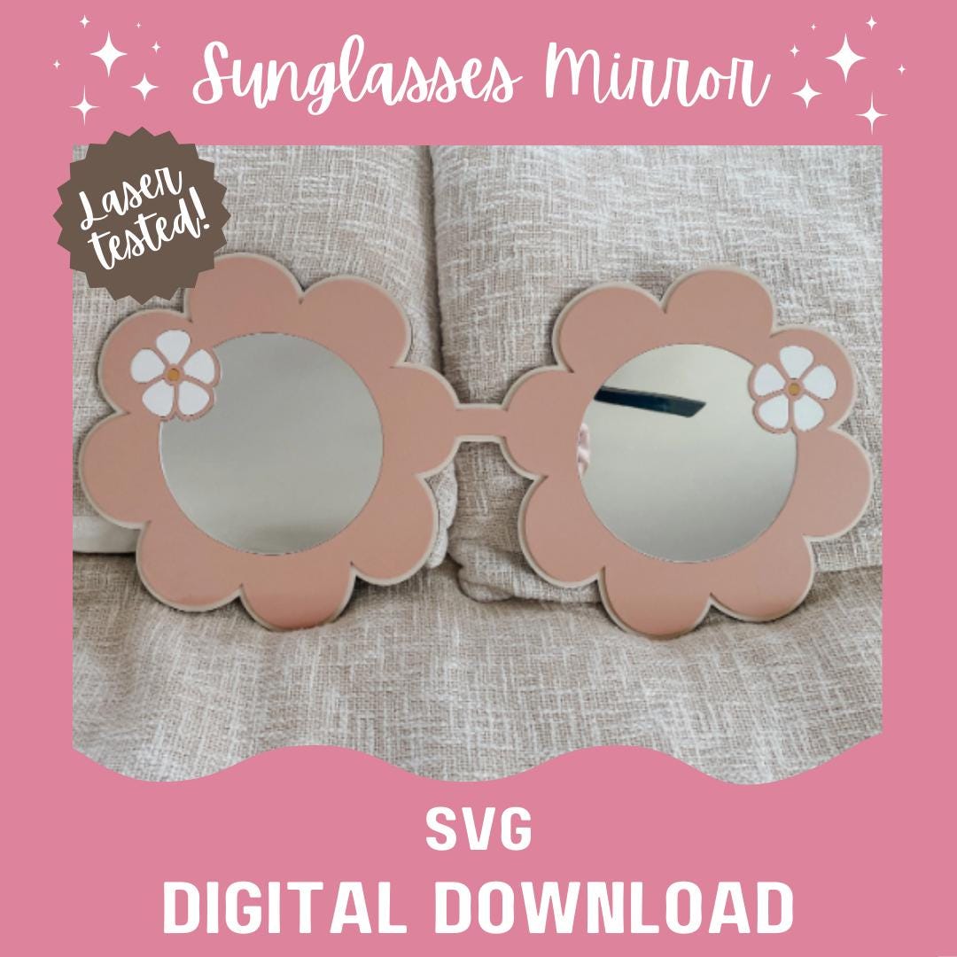 Hippie Glasses Mirror SVG | Laser File | Gloforge | Cake Topper | Glowforge File | Glowforge Svg | Laser Cut File | Tested | Small Business