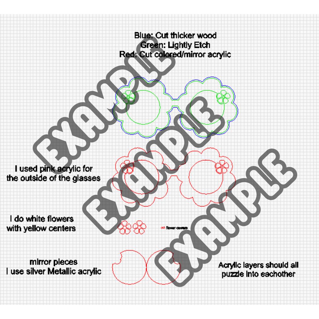 Hippie Glasses Mirror SVG | Laser File | Gloforge | Cake Topper | Glowforge File | Glowforge Svg | Laser Cut File | Tested | Small Business
