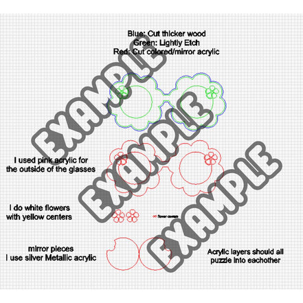 Hippie Glasses Mirror SVG | Laser File | Gloforge | Cake Topper | Glowforge File | Glowforge Svg | Laser Cut File | Tested | Small Business