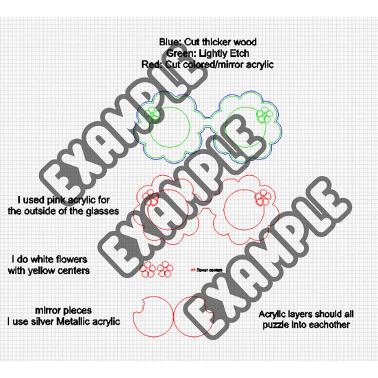 Hippie Glasses Mirror SVG | Laser File | Gloforge | Cake Topper | Glowforge File | Glowforge Svg | Laser Cut File | Tested | Small Business