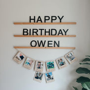 Milestone Birthday Photo Banner | Personalized Wooden Polaroid-Style Picture Display | Yearly Birthday Keepsake for Kids