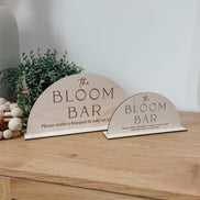 Wooden bloom bar Sign | bar sign | Shower Food Labels | Classic Modern Arched Buffet Sign | Wedding Buffet Signage | Wood bar Label | Floral