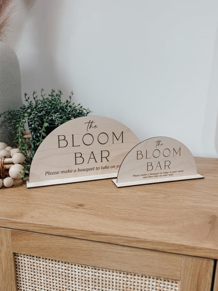 Wooden bloom bar Sign | bar sign | Shower Food Labels | Classic Modern Arched Buffet Sign | Wedding Buffet Signage | Wood bar Label | Floral
