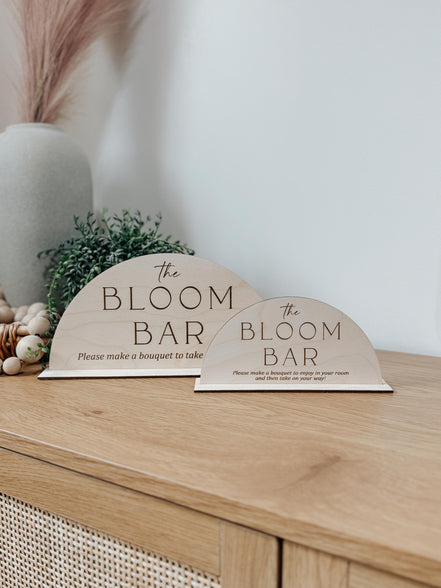 Wooden bloom bar Sign | bar sign | Shower Food Labels | Classic Modern Arched Buffet Sign | Wedding Buffet Signage | Wood bar Label | Floral