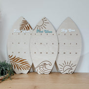 Surfboard First Birthday Photo Display | Monthly Milestone Sign | Beach Theme Birthday Decor | Wood Photo Board | Big one First Wave party