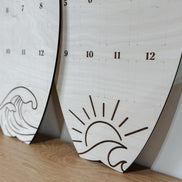Surfboard First Birthday Photo Display | Monthly Milestone Sign | Beach Theme Birthday Decor | Wood Photo Board | Big one First Wave party