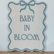 Baby in Bloom Baby Shower Sign  3D Wooden Sign with Bow & Wavy Border  Pink, Blue, or White  Gender Reveal or Nursery Decor