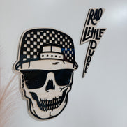 Checker Print Skull | Playroom Decor | Wood Signs | snap back | hat | skull Face | modern | Boy | Rad Dude | Wall Art | Boys Room