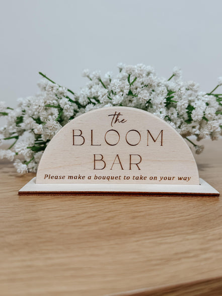 Wooden bloom bar Sign | bar sign | Shower Food Labels | Classic Modern Arched Buffet Sign | Wedding Buffet Signage | Wood bar Label | Floral