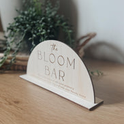 Wooden bloom bar Sign | bar sign | Shower Food Labels | Classic Modern Arched Buffet Sign | Wedding Buffet Signage | Wood bar Label | Floral