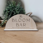 Wooden bloom bar Sign | bar sign | Shower Food Labels | Classic Modern Arched Buffet Sign | Wedding Buffet Signage | Wood bar Label | Floral