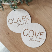 6Newborn Name Announcement | Baby Name Announcement | Wooden Name Disc | Milestone Disc | Pregnancy Announcement | Name Announcement Plaque