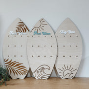 Surfboard First Birthday Photo Display | Monthly Milestone Sign | Beach Theme Birthday Decor | Wood Photo Board | Big one First Wave party