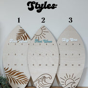 Surfboard First Birthday Photo Display | Monthly Milestone Sign | Beach Theme Birthday Decor | Wood Photo Board | Big one First Wave party