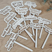 Funny Plant Stakes  Laser Cut Wood Plant Markers  Indoor Plant Decor  Housewarming Gift  Plant Lover Gift  Sassy Plant Signs
