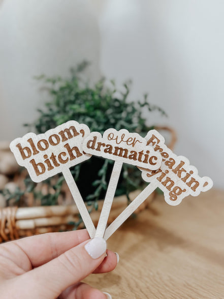 Funny Plant Stakes  Laser Cut Wood Plant Markers  Indoor Plant Decor  Housewarming Gift  Plant Lover Gift  Sassy Plant Signs