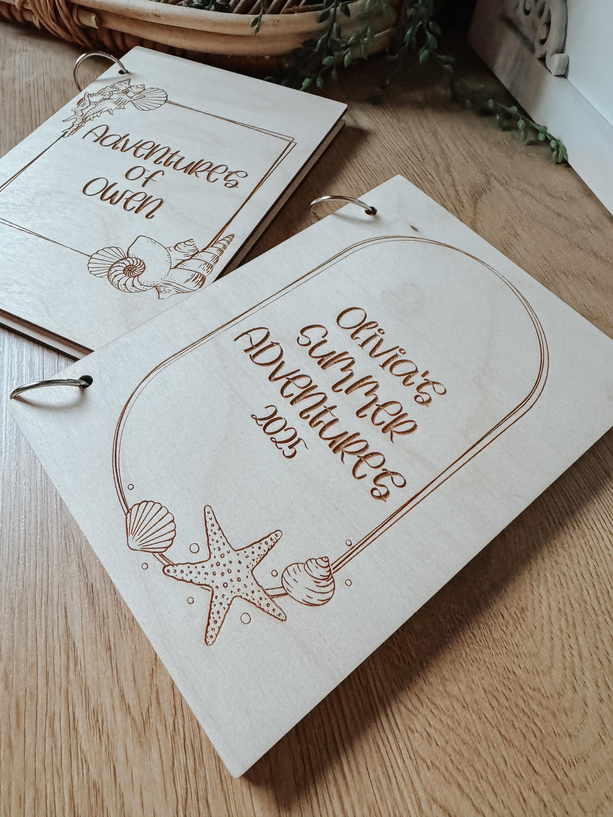 Personalized Kids Summer Scrapbook | Laser Cut Adventure Book | Wooden Travel Journal | Polaroid Memory Book | Nature Keepsake Album