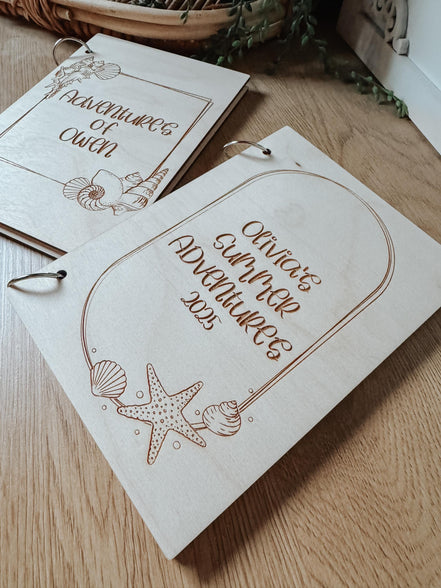 Personalized Kids Summer Scrapbook | Laser Cut Adventure Book | Wooden Travel Journal | Polaroid Memory Book | Nature Keepsake Album