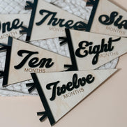 Flag Milestone | pennant Birth Announcement | Modern Milestones | Baby Shower gift | Boho Baby | Wooden Milestone | Newborn | Pregnancy