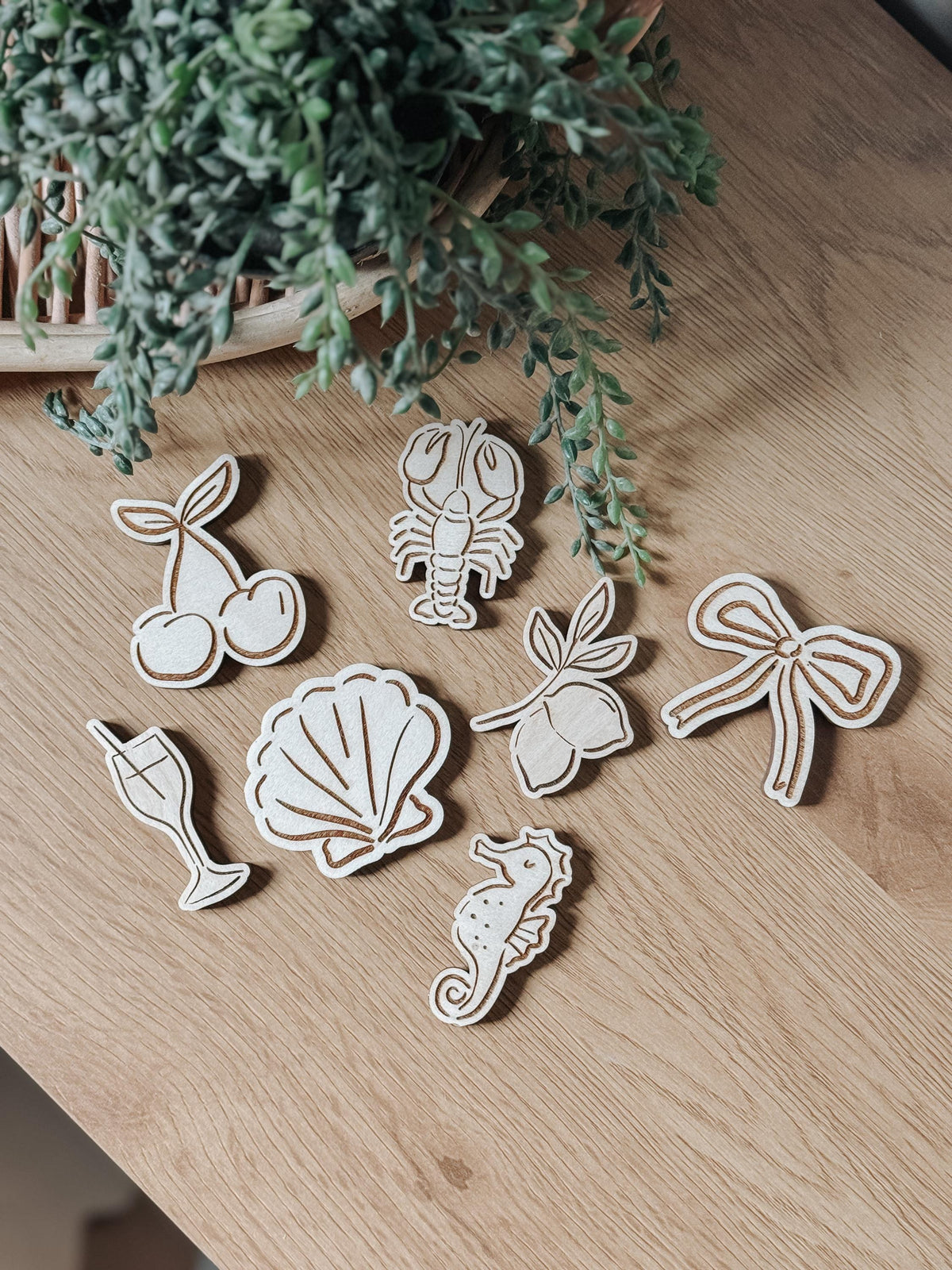 Coastal Summer Wooden Magnets | Beachy Fridge Decor | Nautical Laser Cut Set | Ocean-Inspired Kitchen Accessories | Gift | Home | Bride |