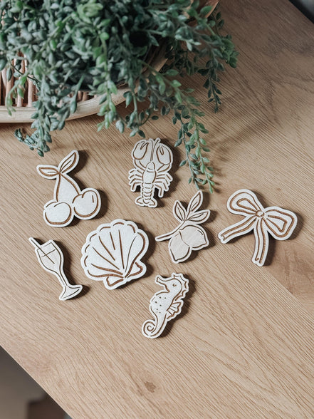 Coastal Summer Wooden Magnets | Beachy Fridge Decor | Nautical Laser Cut Set | Ocean-Inspired Kitchen Accessories | Gift | Home | Bride |