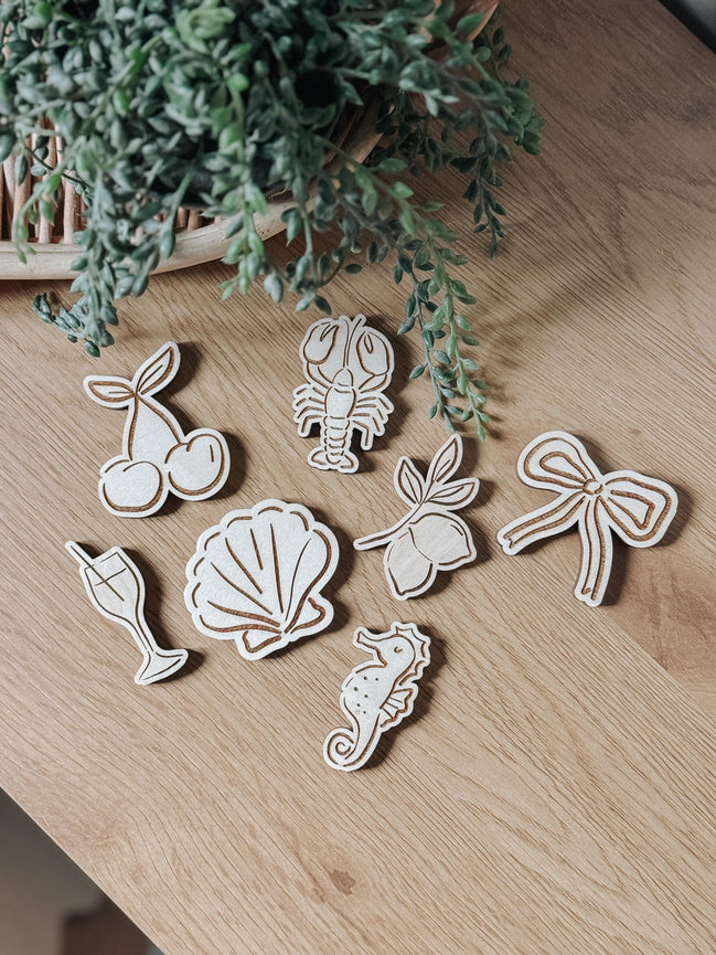 Coastal Summer Wooden Magnets | Beachy Fridge Decor | Nautical Laser Cut Set | Ocean-Inspired Kitchen Accessories | Gift | Home | Bride |