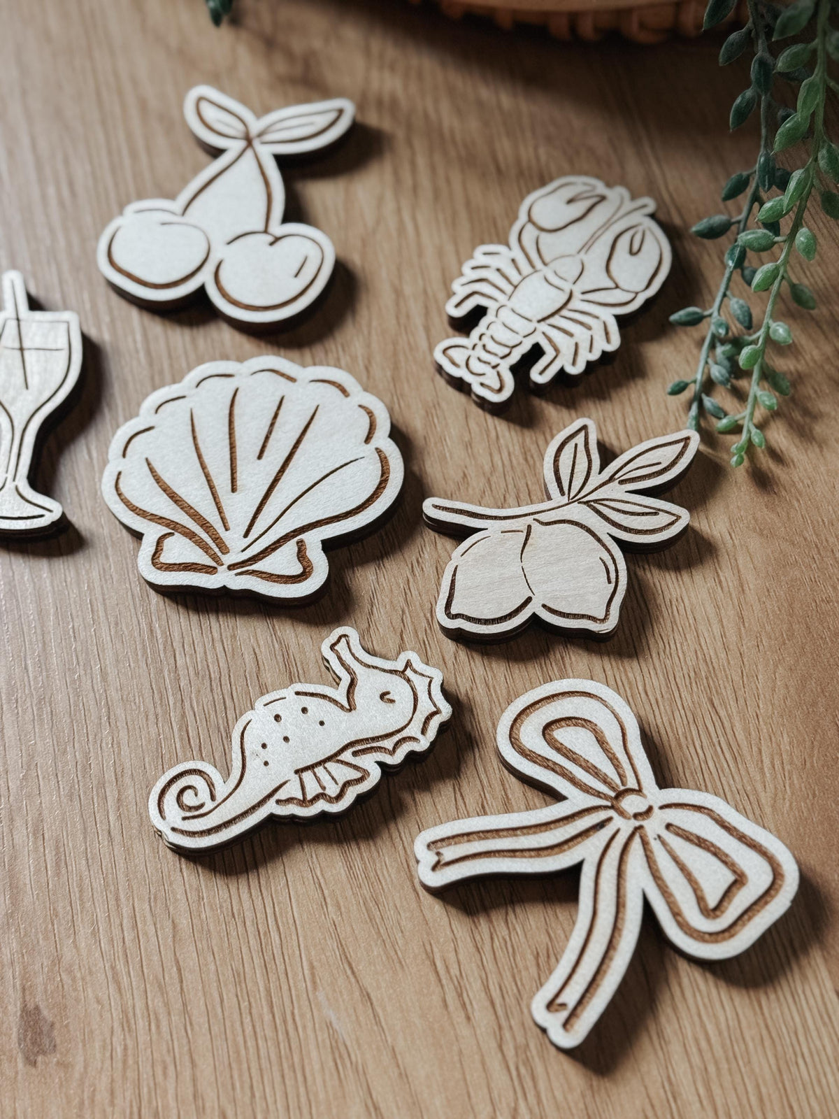 Coastal Summer Wooden Magnets | Beachy Fridge Decor | Nautical Laser Cut Set | Ocean-Inspired Kitchen Accessories | Gift | Home | Bride |