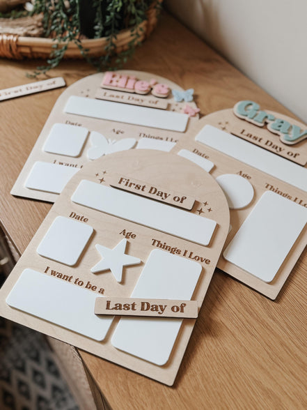 First & Last Day of School Sign | Reusable Dry Erase School Board | Personalized Acrylic Name Sign | Back to School Photo Prop