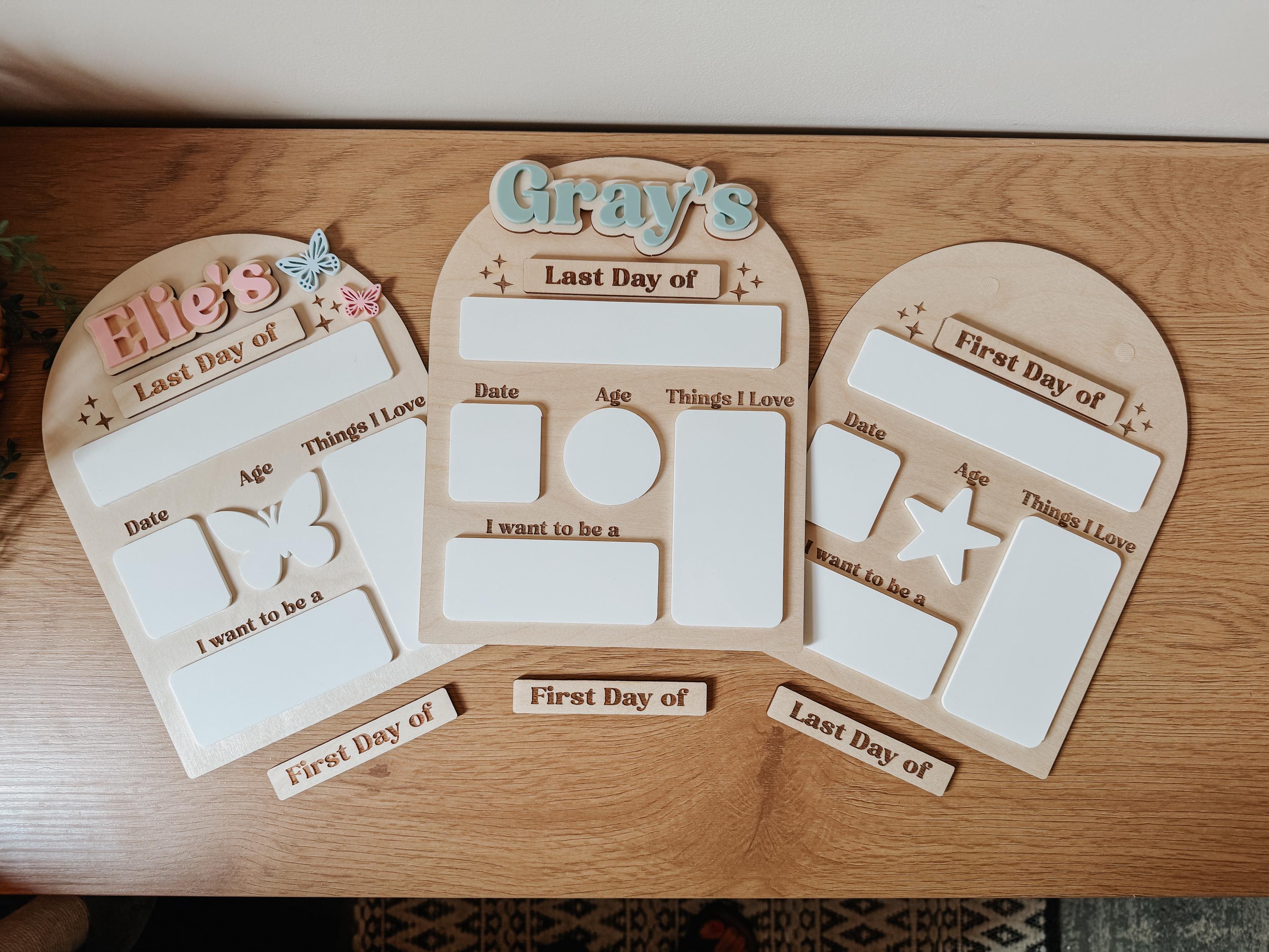 First & Last Day of School Sign | Reusable Dry Erase School Board | Personalized Acrylic Name Sign | Back to School Photo Prop