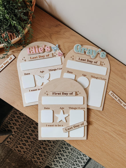 First & Last Day of School Sign | Reusable Dry Erase School Board | Personalized Acrylic Name Sign | Back to School Photo Prop