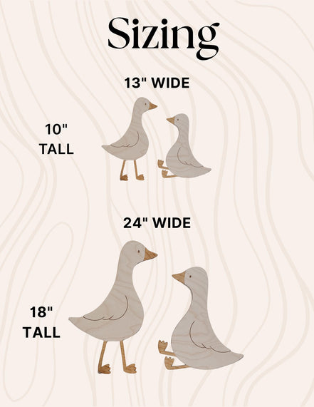 Wooden Geese Wall Decor with Flowers  Laser Cut Birch Nursery & Baby Shower Decoration