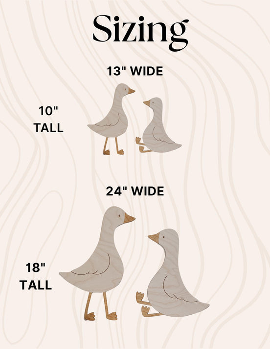 Wooden Geese Wall Decor with Flowers  Laser Cut Birch Nursery & Baby Shower Decoration