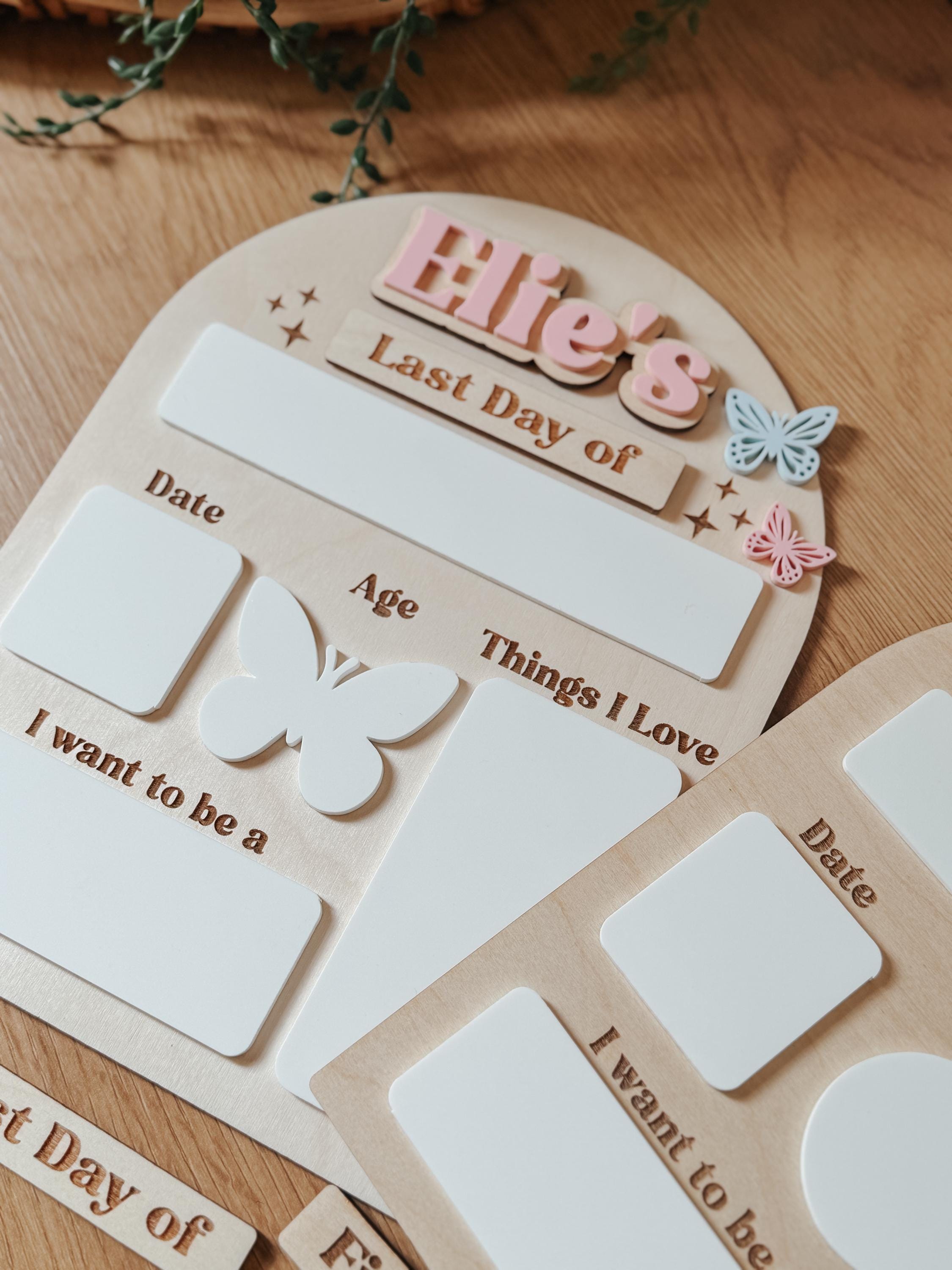 First & Last Day of School Sign | Reusable Dry Erase School Board | Personalized Acrylic Name Sign | Back to School Photo Prop