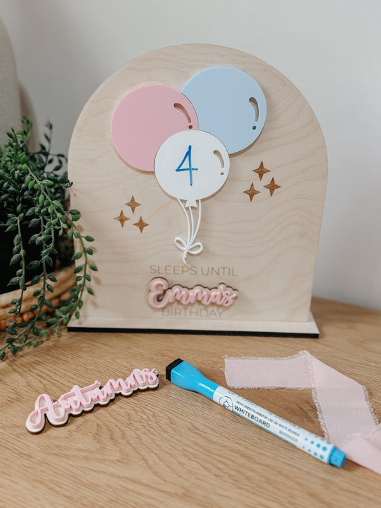 Birthday Countdown Sign | Customizable Birthday Sign | Kids Birthday Countdown | Dry Erase Balloon Board