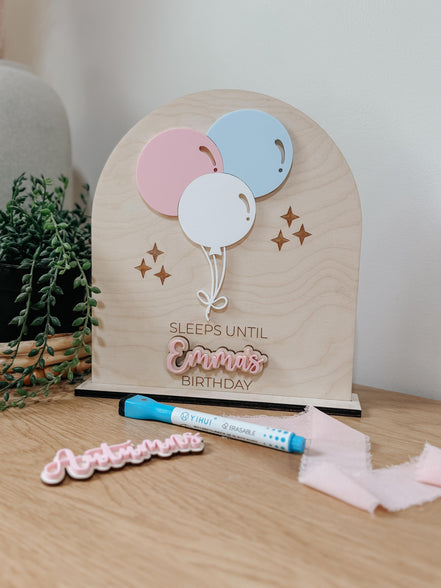 Birthday Countdown Sign | Customizable Birthday Sign | Kids Birthday Countdown | Dry Erase Balloon Board
