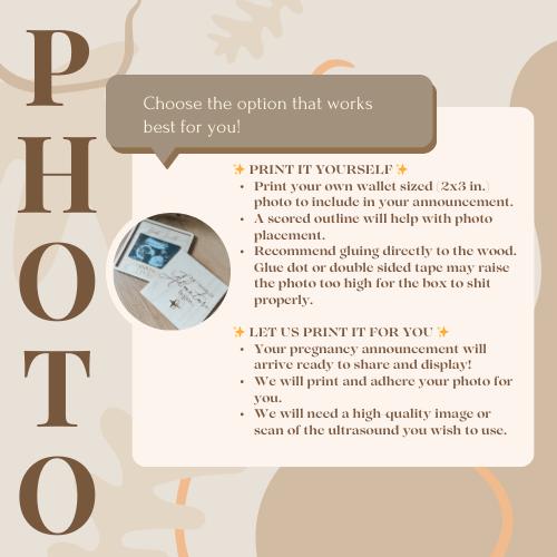 Pregnancy Announcement Keepsake Box with Ultrasound Photo | Baby Reveal Gift for Grandparents | Personalized Wooden Baby Announcement