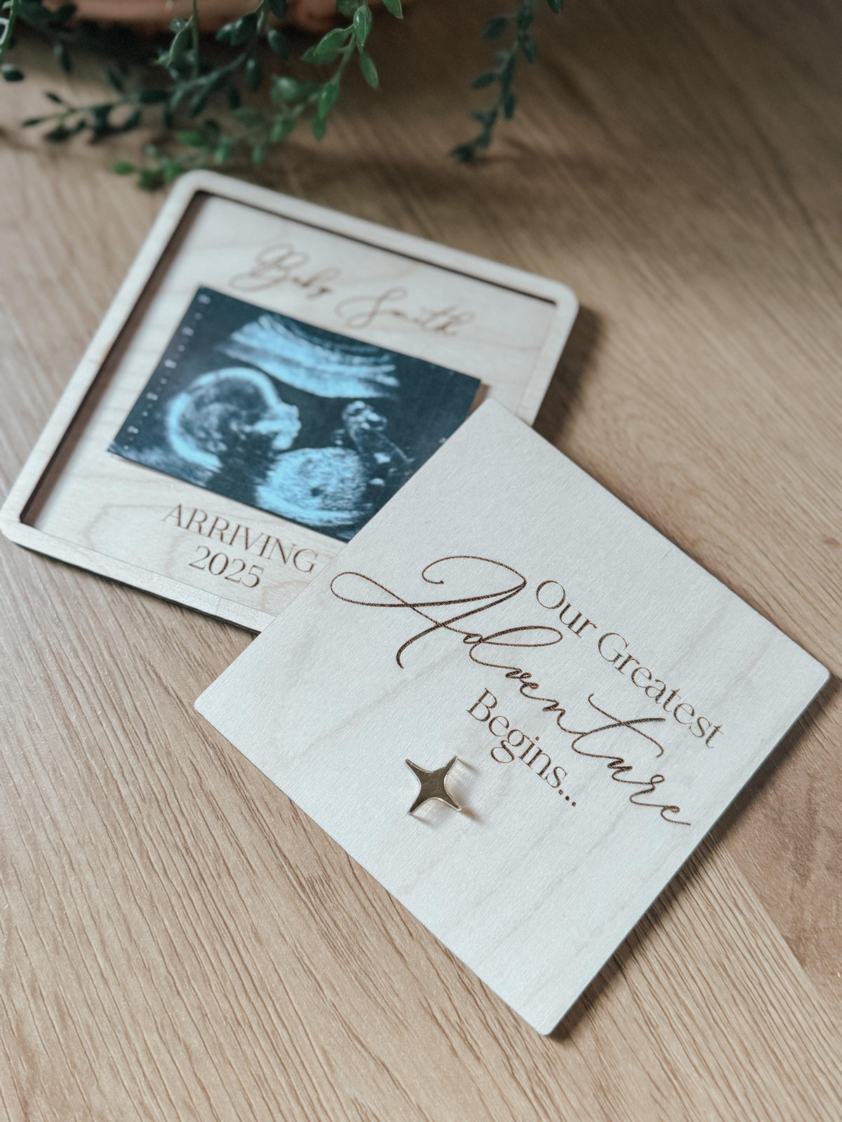 Pregnancy Announcement Keepsake Box with Ultrasound Photo | Baby Reveal Gift for Grandparents | Personalized Wooden Baby Announcement