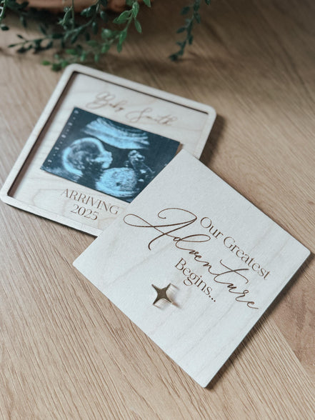 Pregnancy Announcement Keepsake Box with Ultrasound Photo | Baby Reveal Gift for Grandparents | Personalized Wooden Baby Announcement