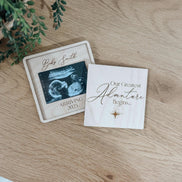 Pregnancy Announcement Keepsake Box with Ultrasound Photo | Baby Reveal Gift for Grandparents | Personalized Wooden Baby Announcement