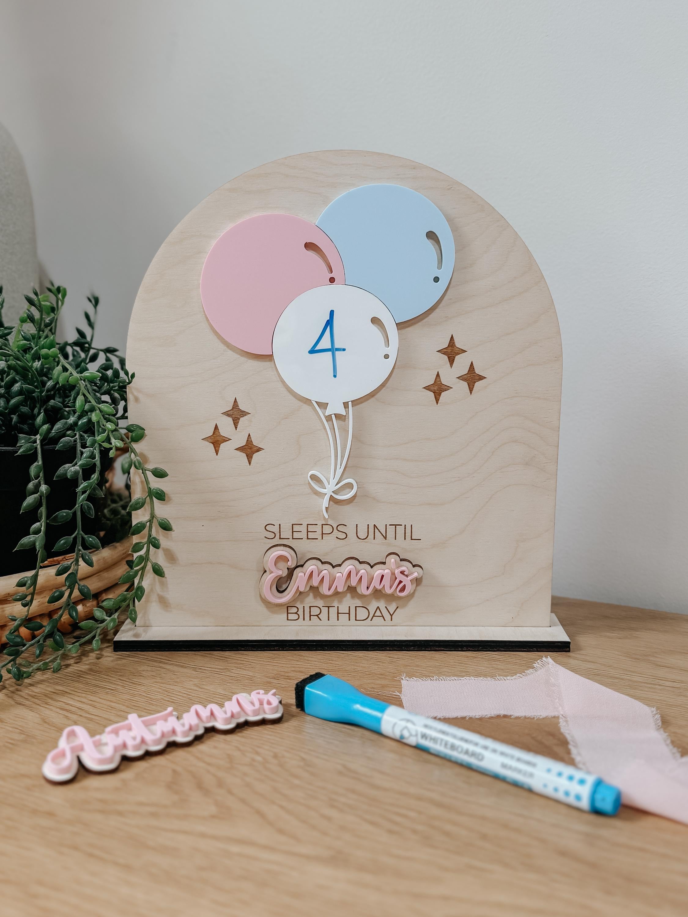 Birthday Countdown Sign | Customizable Birthday Sign | Kids Birthday Countdown | Dry Erase Balloon Board