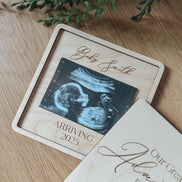 Pregnancy Announcement Keepsake Box with Ultrasound Photo | Baby Reveal Gift for Grandparents | Personalized Wooden Baby Announcement