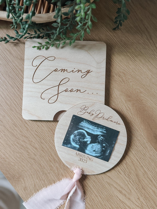 Pregnancy Announcement Keepsake pull out box Ultrasound Photo | Baby Reveal Gift for Grandparents | Personalized Wooden Baby Announcement