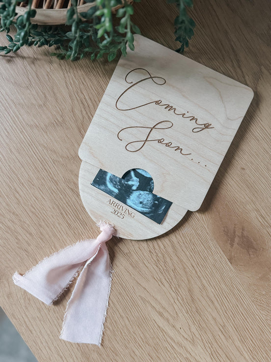 Pregnancy Announcement Keepsake pull out box Ultrasound Photo | Baby Reveal Gift for Grandparents | Personalized Wooden Baby Announcement