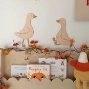 Wooden Geese Wall Decor with Flowers  Laser Cut Birch Nursery & Baby Shower Decoration