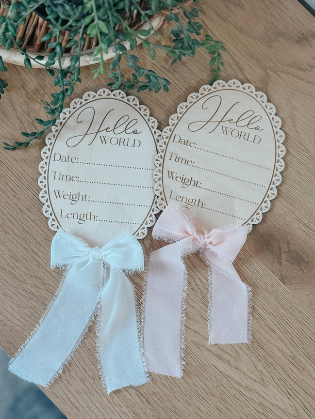 Lace hello world Birth Stat | baby milestone | monthly milestone | personalized baby sign | Birth announcement | baby shower | new baby lace