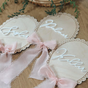 Personalized Baby Name Sign  Wooden Newborn Photo Prop & Keepsake | vintage bow oval sign | baby shower