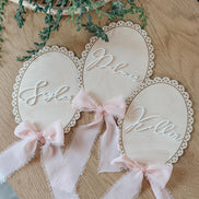 Personalized Baby Name Sign  Wooden Newborn Photo Prop & Keepsake | vintage bow oval sign | baby shower