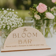 Wooden bloom bar Sign | bar sign | Shower Food Labels | Classic Modern Arched Buffet Sign | Wedding Buffet Signage | Wood bar Label | Floral